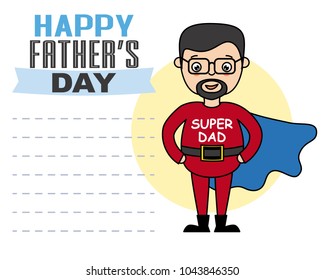 happy fathers day. father disguised as a hero. space for text