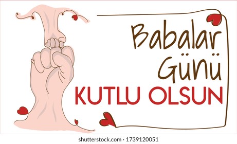 happy father's day father fist bumping with his baby turkey: babalar gunu kutlu olsun 