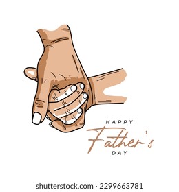 Happy fathers day the father hand holding child illustration