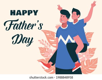 Happy Fathers Day Father His Children Stock Vector (Royalty Free ...