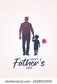 happy father's day father holding kid hand vector poster