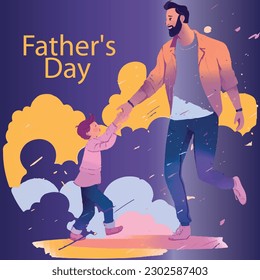 Happy Father's Day, father playing with his child, Father's Day greeting card