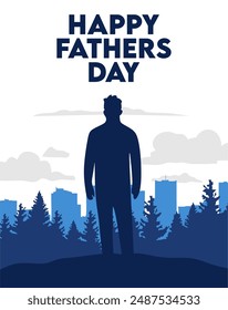 happy father's day with father silhouette