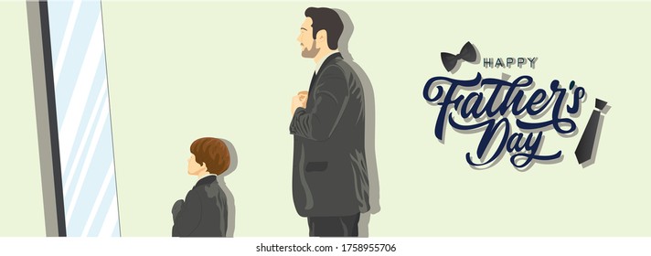 Feliz día del padre. Padre e hijo. Ilustración vectorial.