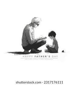 Happy Fathers Day, father and son, Man holds the hand of children
