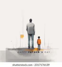 Feliz Día del Padre, padre e hijo, el hombre sostiene la mano de los hijos