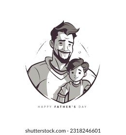 Happy Fathers Day, father and son, Man holds the hand of children