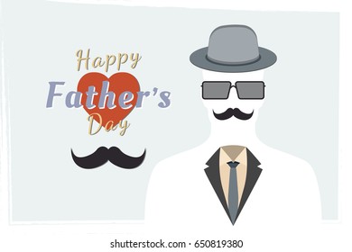 Happy Father's Day. Festive greeting banner. Font combination with the heart. Flat vector illustration EPS10