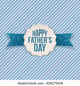 Happy Fathers Day festive Label with Ribbon