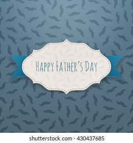 Happy Fathers Day festive Tag with blue Ribbon