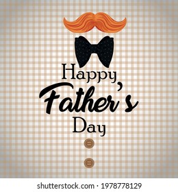 Happy fathers day flat design concept with mostache and tie