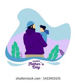 Happy Fathers Day Flat Illustration