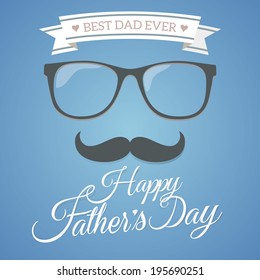 Happy father's day flat symbol with blue background vector