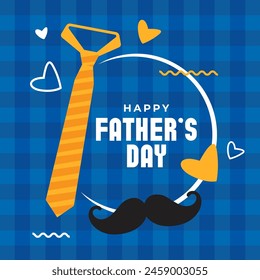 Happy Fathers Day Flat Vector Background Design Template Illustration