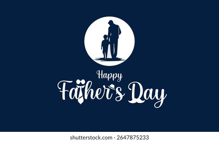 Happy Father's Day flat vector illustration, father and child joyful moment illustration