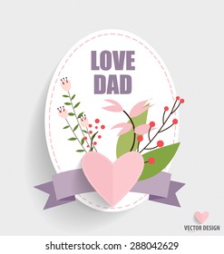 Happy Father's Day with Floral bouquets background, vector illustration.