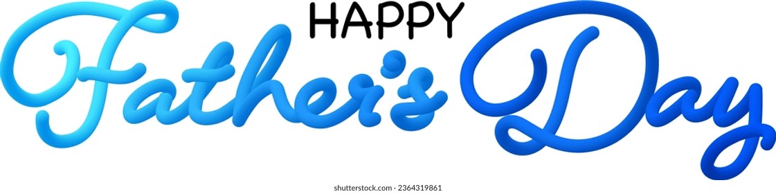 Happy father's day fluid text with dynamic curved lines made of blended colorful circles. Vector illustration.