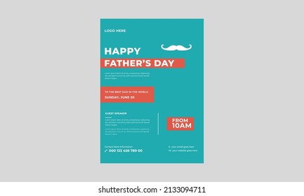 Happy Father's Day Flyer, Vector father's day flyer template, Father's day template for love dad concept.