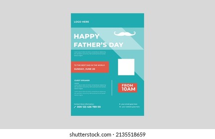 Happy Father's Day Flyer, Vector father's day flyer template, Father's day template for love dad concept.