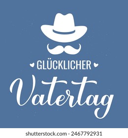 Glücklicher Vatertag in deutscher Sprache Kalligraphie Handschrift auf blauem Hintergrund. Vatertag in Deutschland. Vektorgrafik Vorlage für Typografie Poster, Banner, Grußkarte, Postkarte, etc