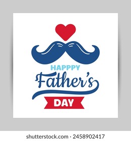 Happy Father's Day Gift Card Vector Illustration. Gift Card for Father's Day with Moustache Text and Lettering