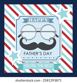 Happy Father's day with glasses and mustache