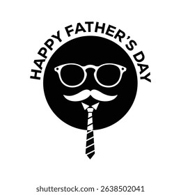 Happy Fathers Day Graphic with Mustache Glasses and Tie for Dad Gift Ideas