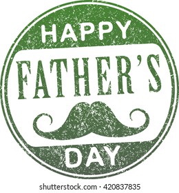 Happy Father's Day green rubber stamp with the silhouette of a mustache