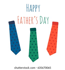 Happy Fathers Day Greeting Banner With Necktie. Vector