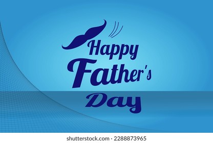Happy Father's Day. Greeting with blue background, grid, mustache and handwriting in perspective