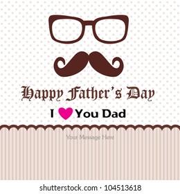 Happy Father's Day Greeting Card / mustache & spectacle frames design