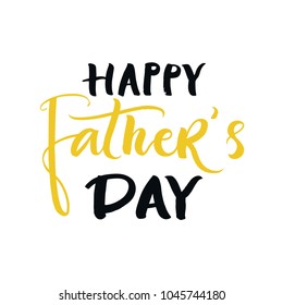 Happy father's day - greeting card template with hand drawn lettering and simple illustration for cards, posters and print.