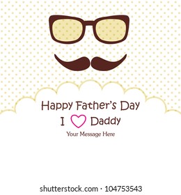 Happy Father's Day Greeting Card / mustache & spectacle frames design