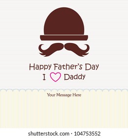 Happy Father's Day Greeting Card / mustache & hat design