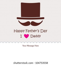 Happy Father's Day Greeting Card / mustache & hat design