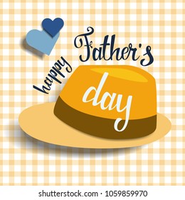 Happy Fathers day greeting card with hat.