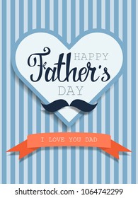 Happy Fathers day greeting card with moustache.