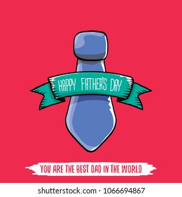 happy fathers day greeting card with cartoon color tie and ribbon with greeting text. fathers day vector label or icon isolated on pink background