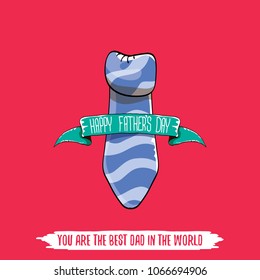 happy fathers day greeting card with cartoon color tie and ribbon with greeting text. fathers day vector label or icon isolated on pink background