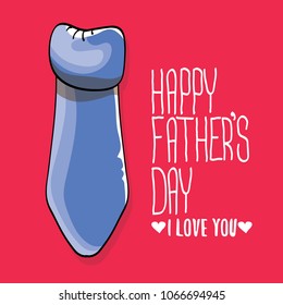 happy fathers day greeting card with cartoon color tie and greeting text. fathers day vector label or icon isolated on pink background. i love you dad poster