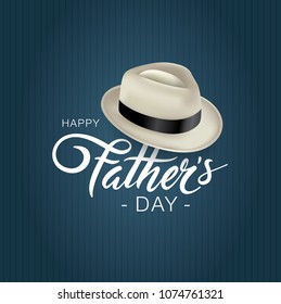 Happy Father's Day greeting card with typography design and a hat