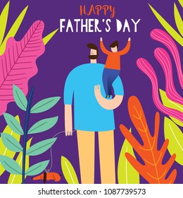 Happy Father's Day greeting card. Vector illustration of a flat design - stock vector