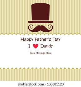 Happy Father's Day Greeting Card / mustache & hat design