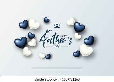 Happy Father's Day greeting card with hearts. Vector illustration.