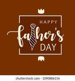 Happy Fathers Day greeting card design for men's event, banner or poster. Abstract background with paper cut mustache, tie and glasses. Hand lettering text ,typography . Vector illustration