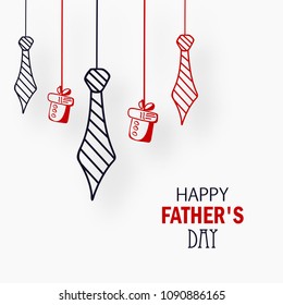 Happy Fathers Day greeting card design for men's event, banner or poster. Abstract background with paper cut mustache, tie and glasses. Hand lettering text ,typography . Vector illustration