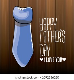 happy fathers day greeting card with cartoon color tie and ribbon with greeting text. fathers day vector label or icon isolated on wooden background