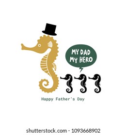 Happy Father's Day greeting card with seahorse.