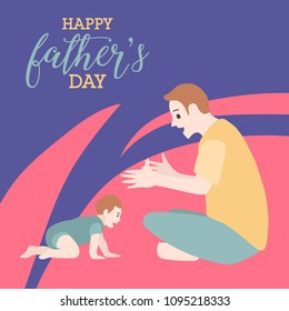 Happy Fathers day greeting card with typographic design. Vector illustration.