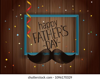 Happy fathers day greeting card with frame anÐ² confetti